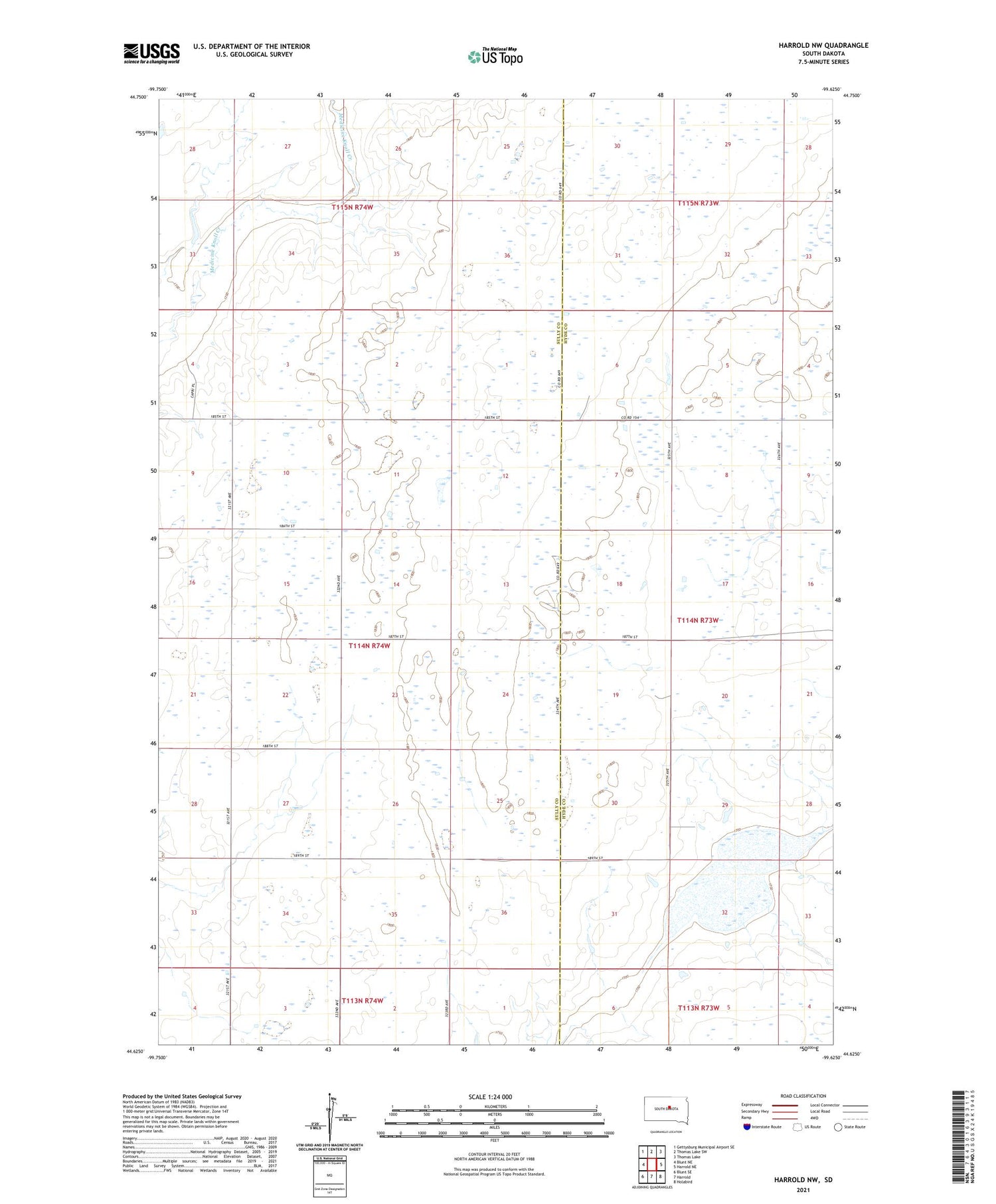 Harrold NW South Dakota US Topo Map Image