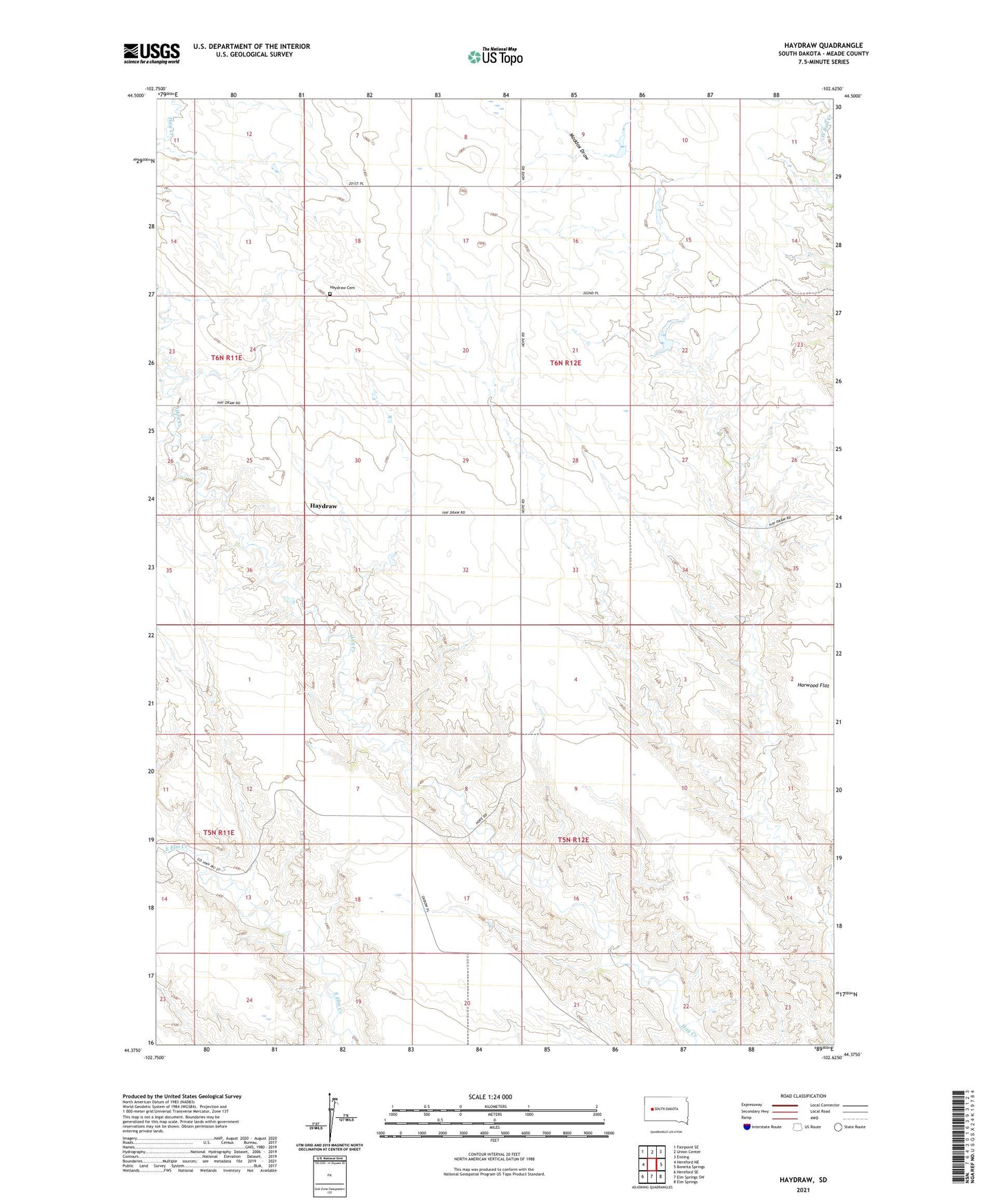 Haydraw South Dakota US Topo Map Image