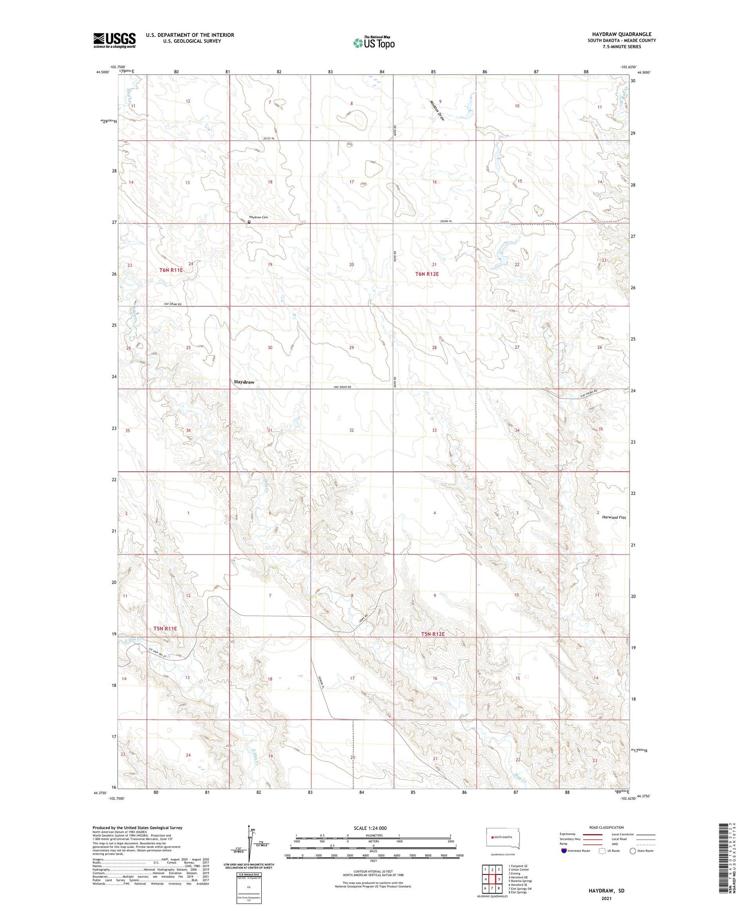 Haydraw South Dakota US Topo Map Image