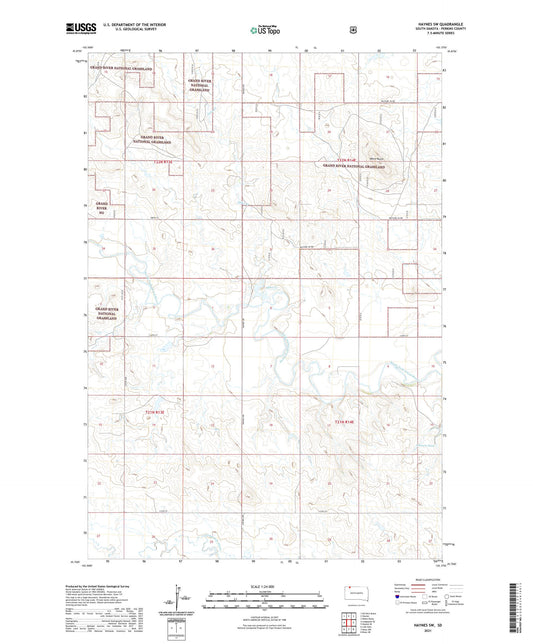 Haynes SW South Dakota US Topo Map Image