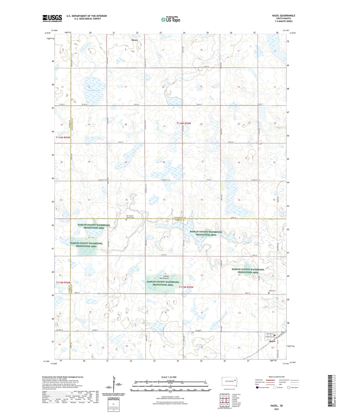 Hazel South Dakota US Topo Map Image