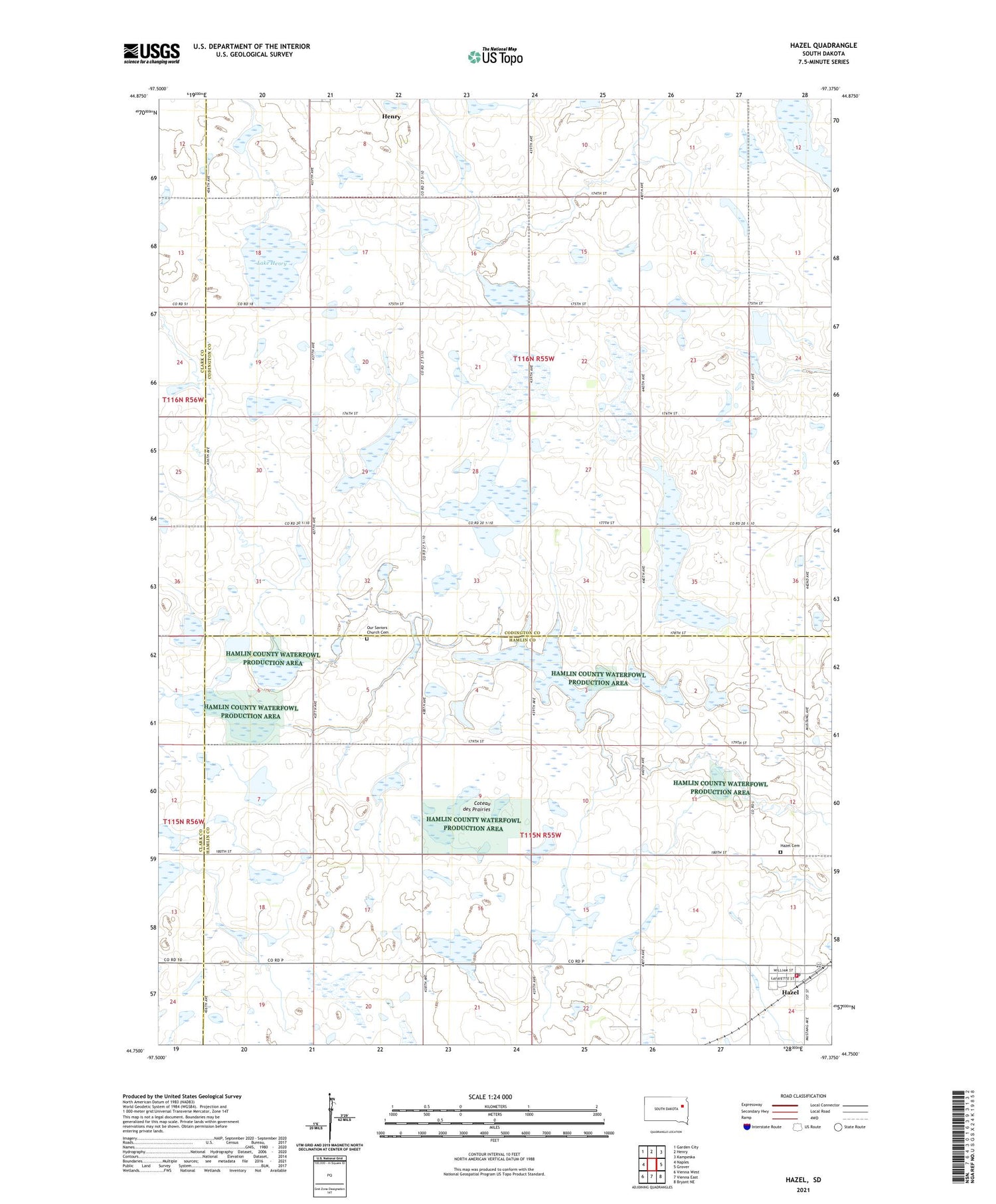 Hazel South Dakota US Topo Map Image