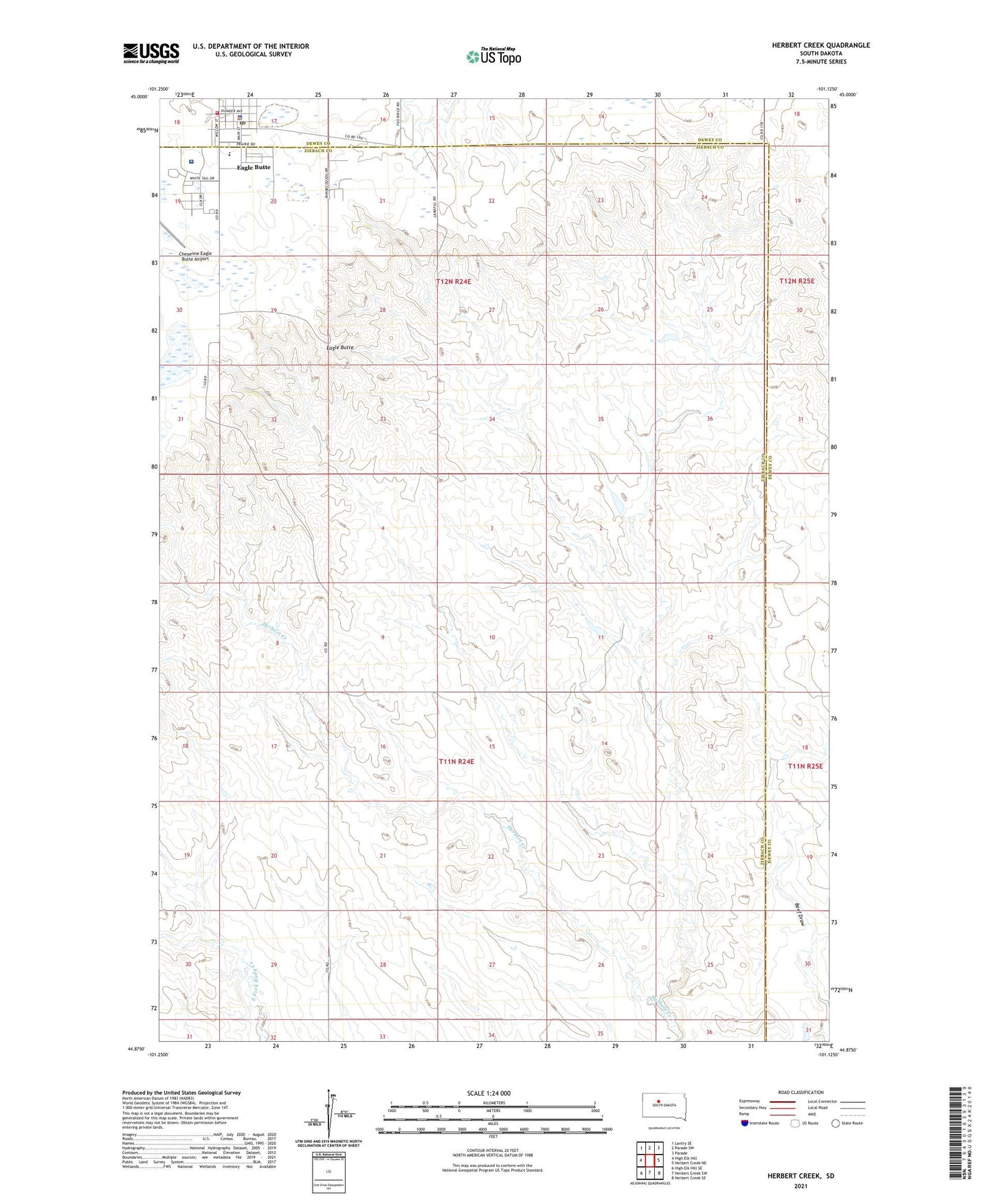 Herbert Creek South Dakota US Topo Map Image