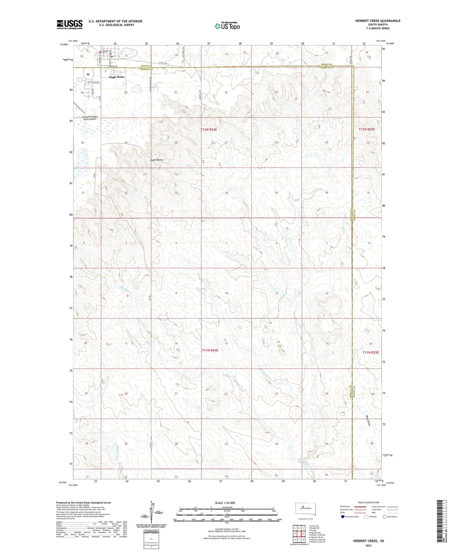 Herbert Creek South Dakota US Topo Map Image