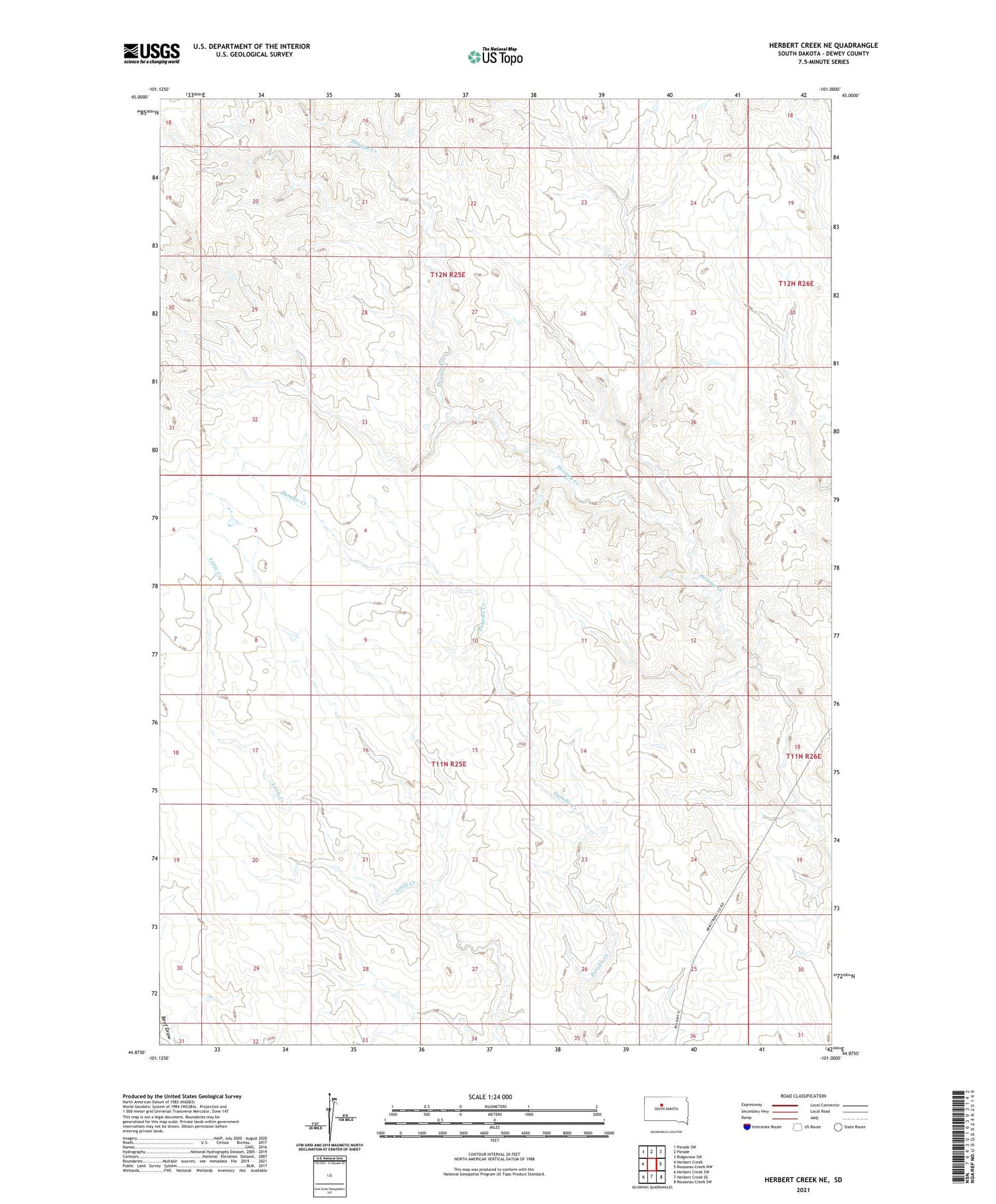Herbert Creek NE South Dakota US Topo Map Image
