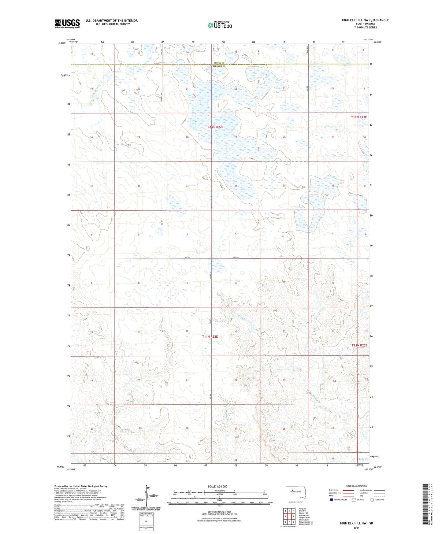 High Elk Hill NW South Dakota US Topo Map Image