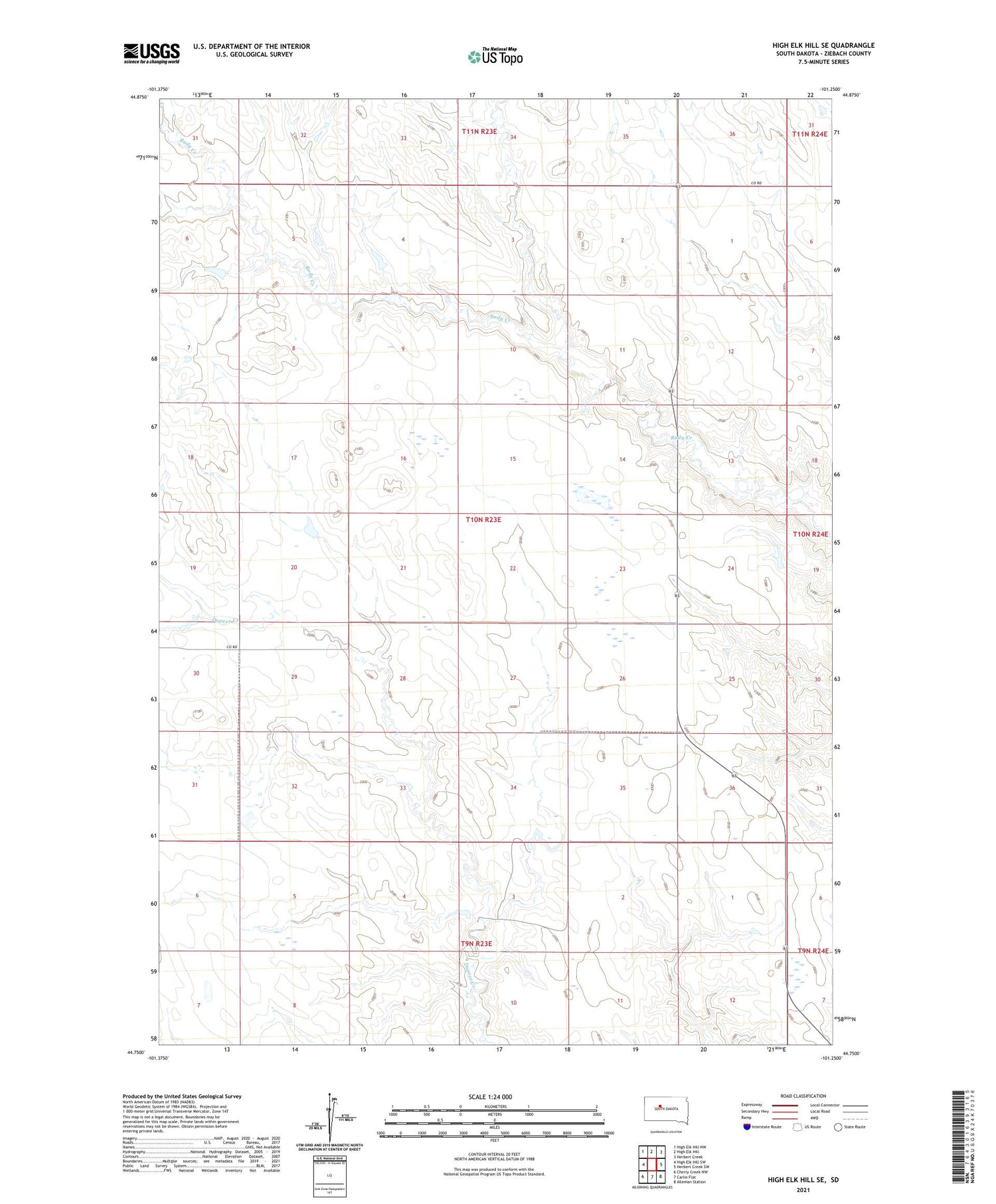 High Elk Hill SE South Dakota US Topo Map Image