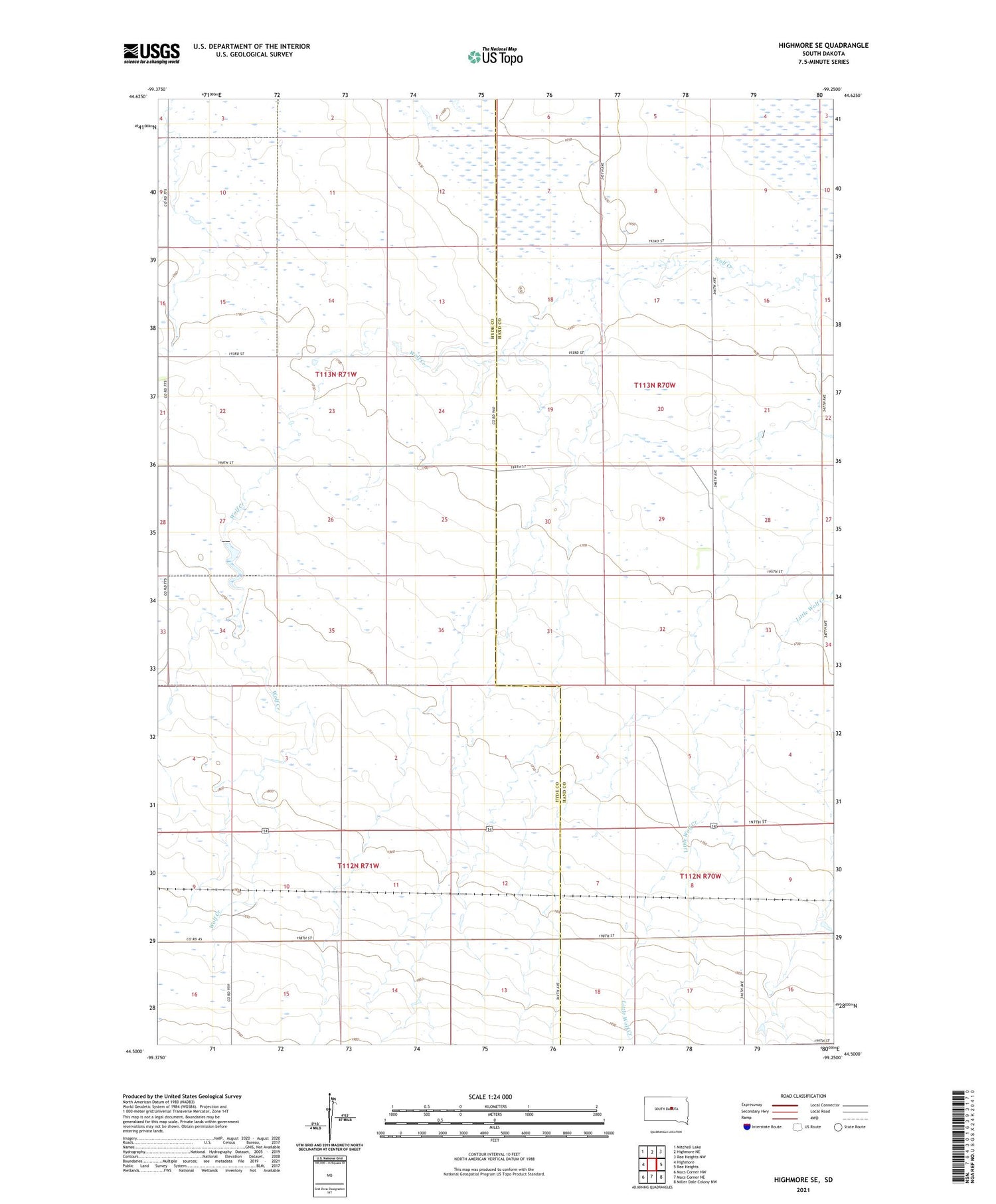 Highmore SE South Dakota US Topo Map Image