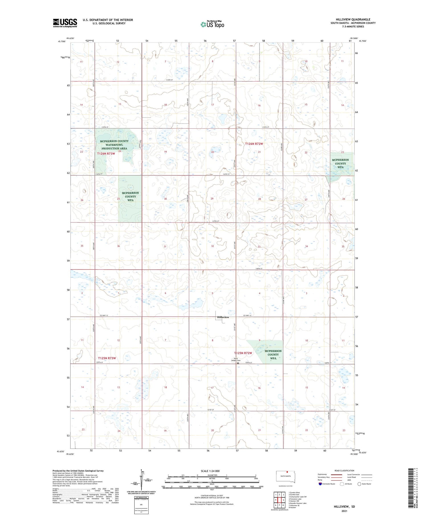 Hillsview South Dakota US Topo Map Image