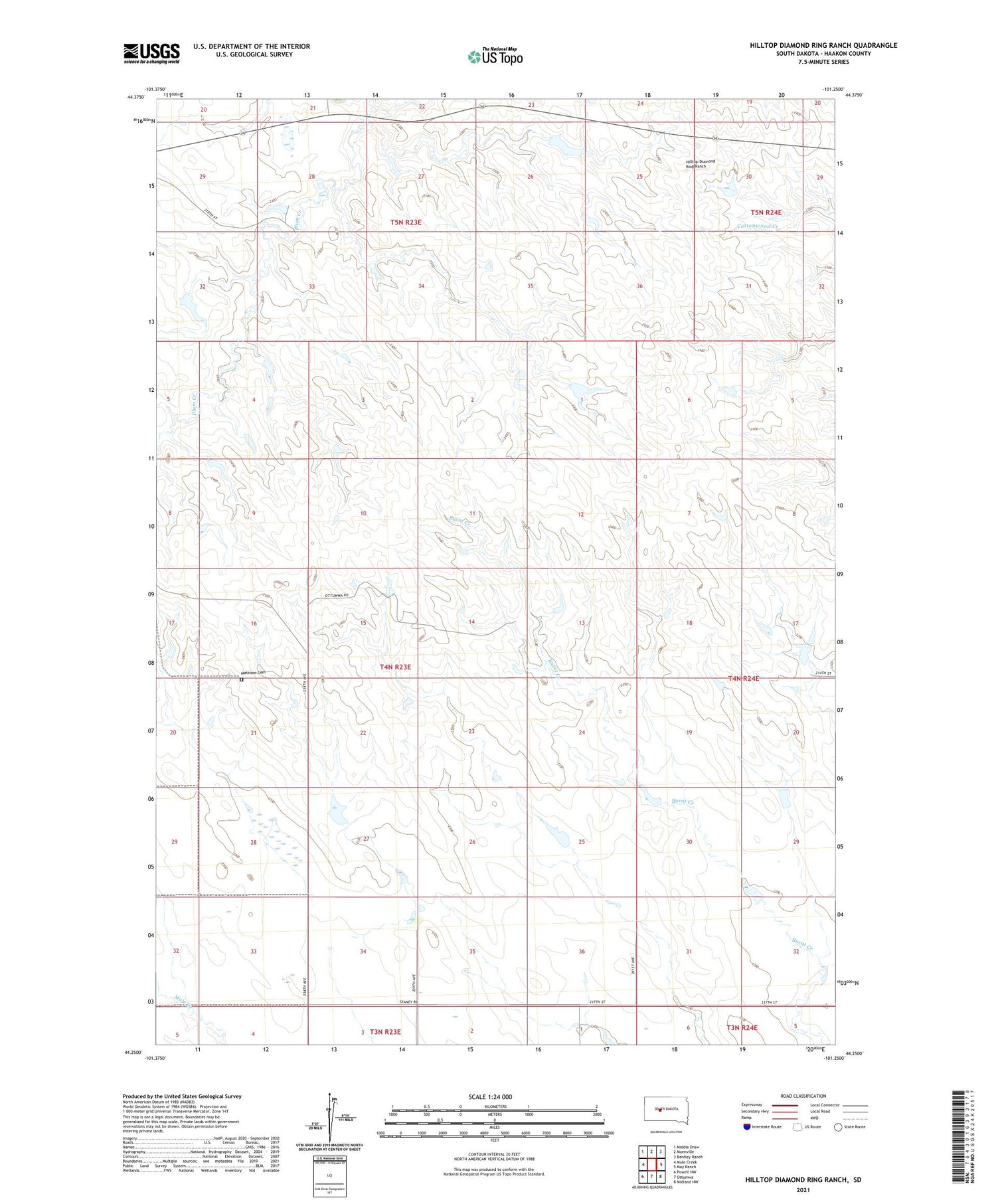 Hilltop Diamond Ring Ranch South Dakota US Topo Map Image
