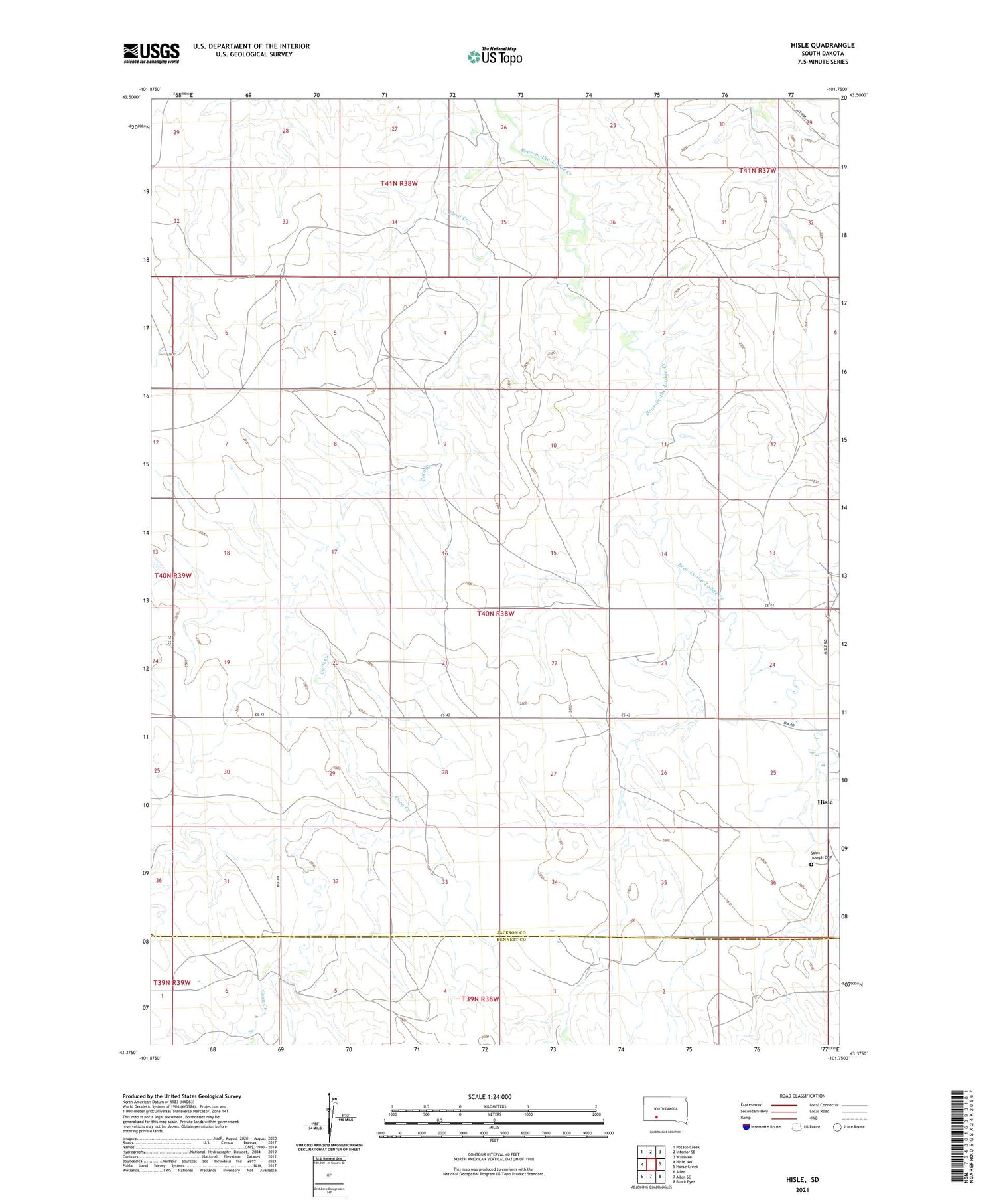Hisle South Dakota US Topo Map Image