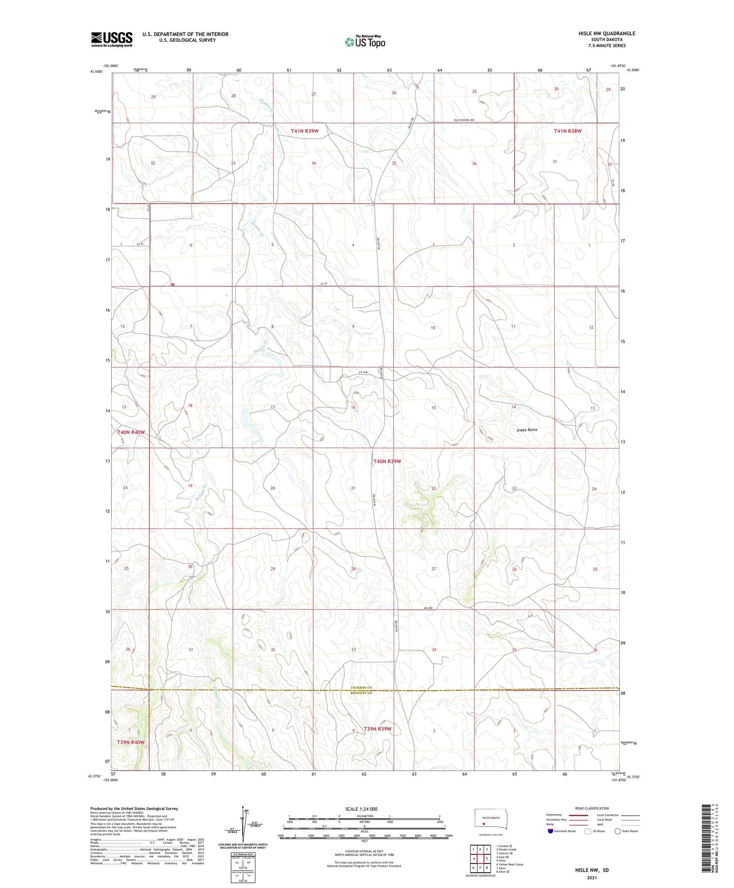Hisle NW South Dakota US Topo Map Image