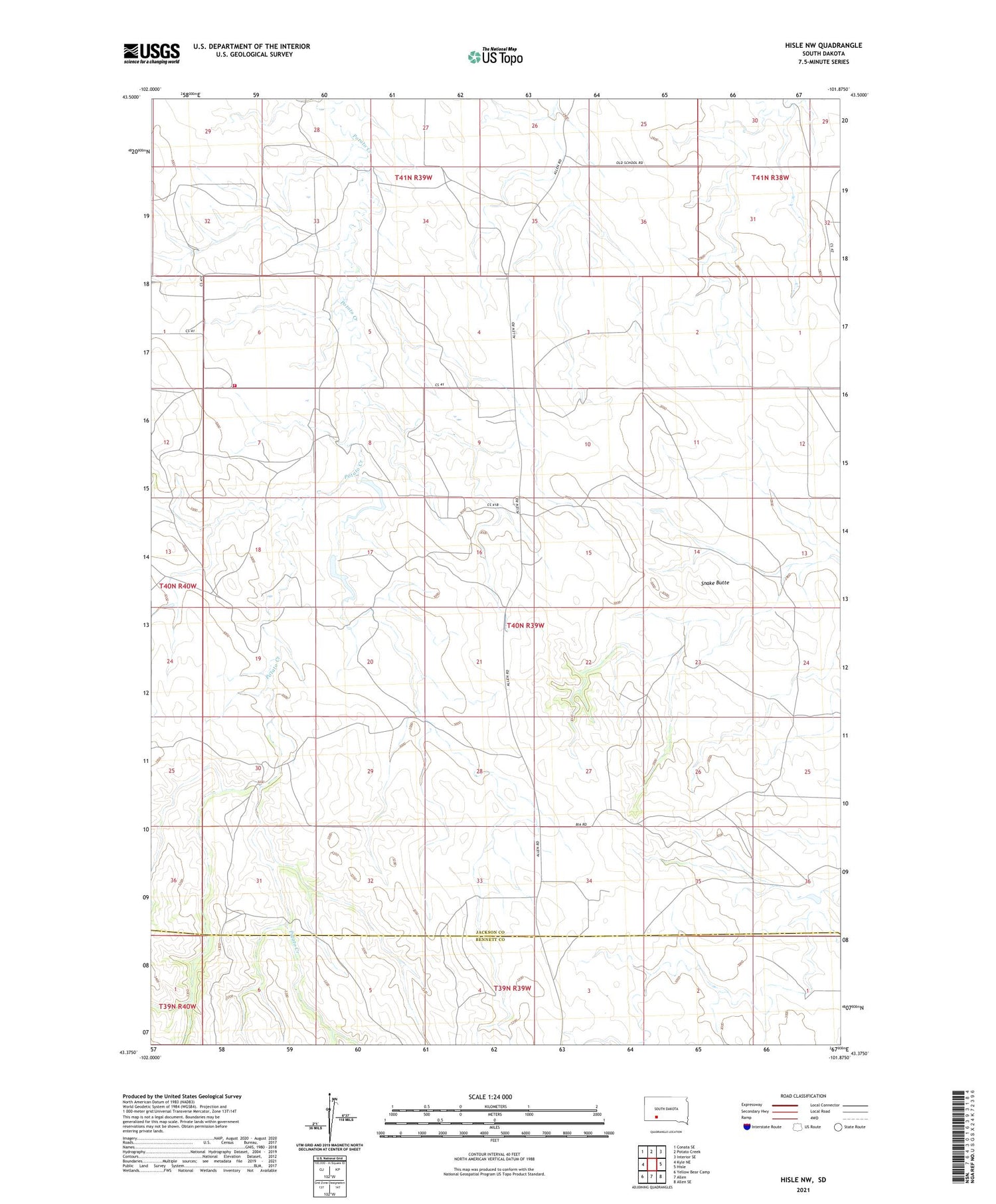 Hisle NW South Dakota US Topo Map Image