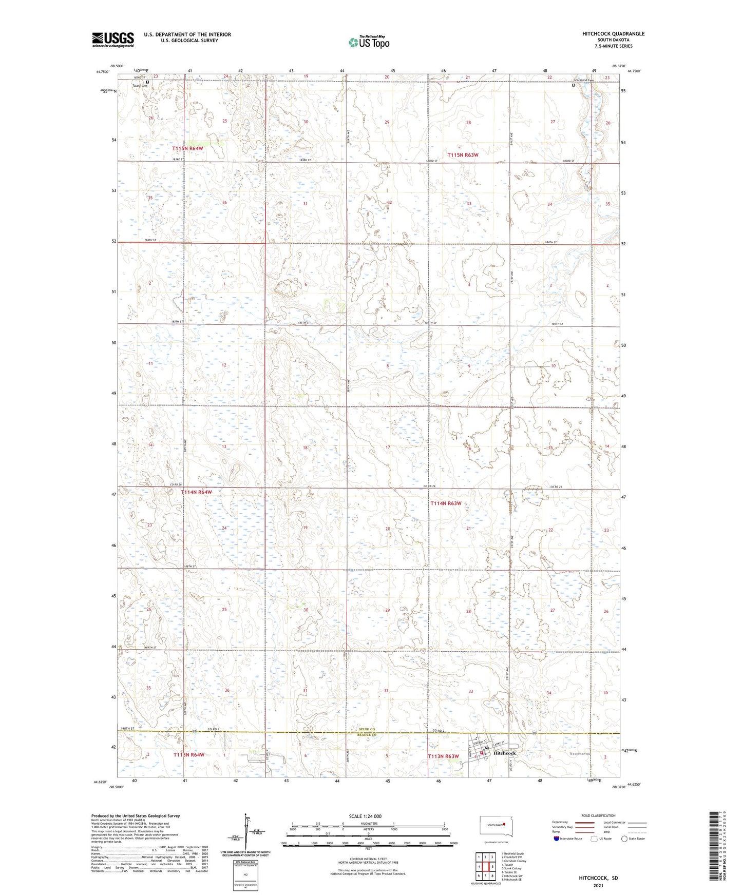 Hitchcock South Dakota US Topo Map Image