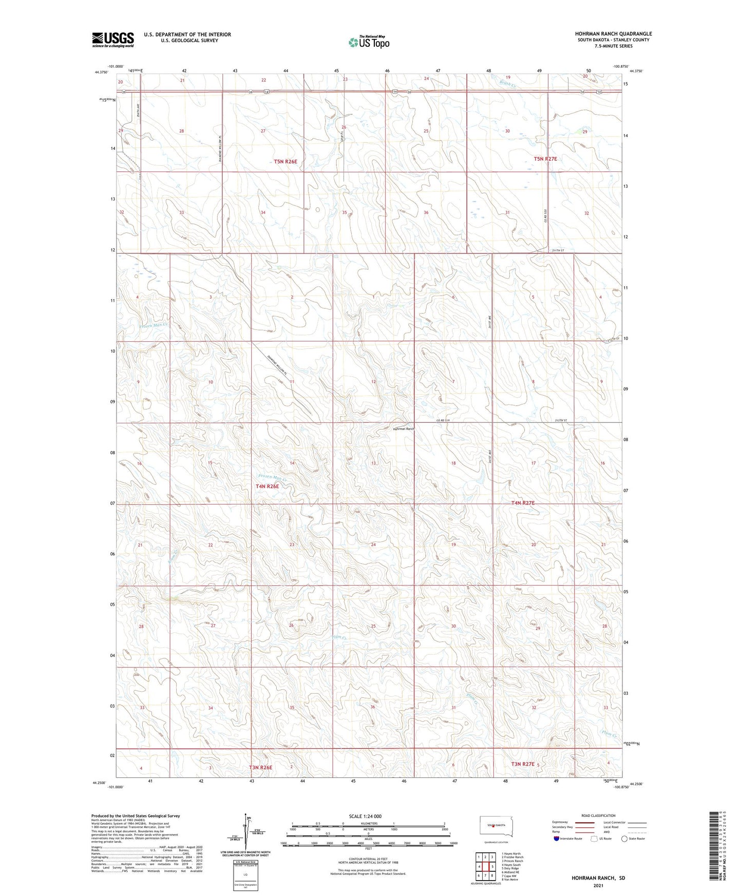 Hohrman Ranch South Dakota US Topo Map Image