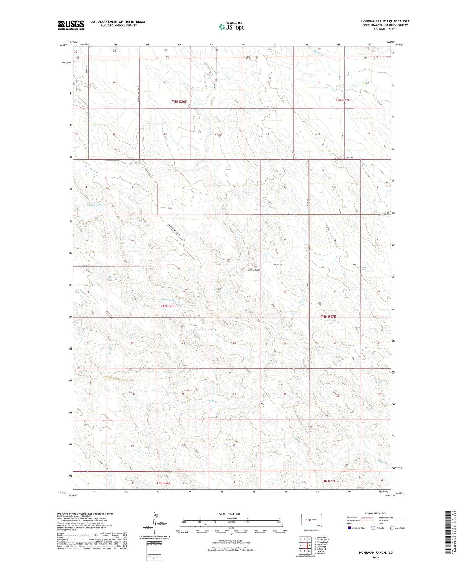 Hohrman Ranch South Dakota US Topo Map Image