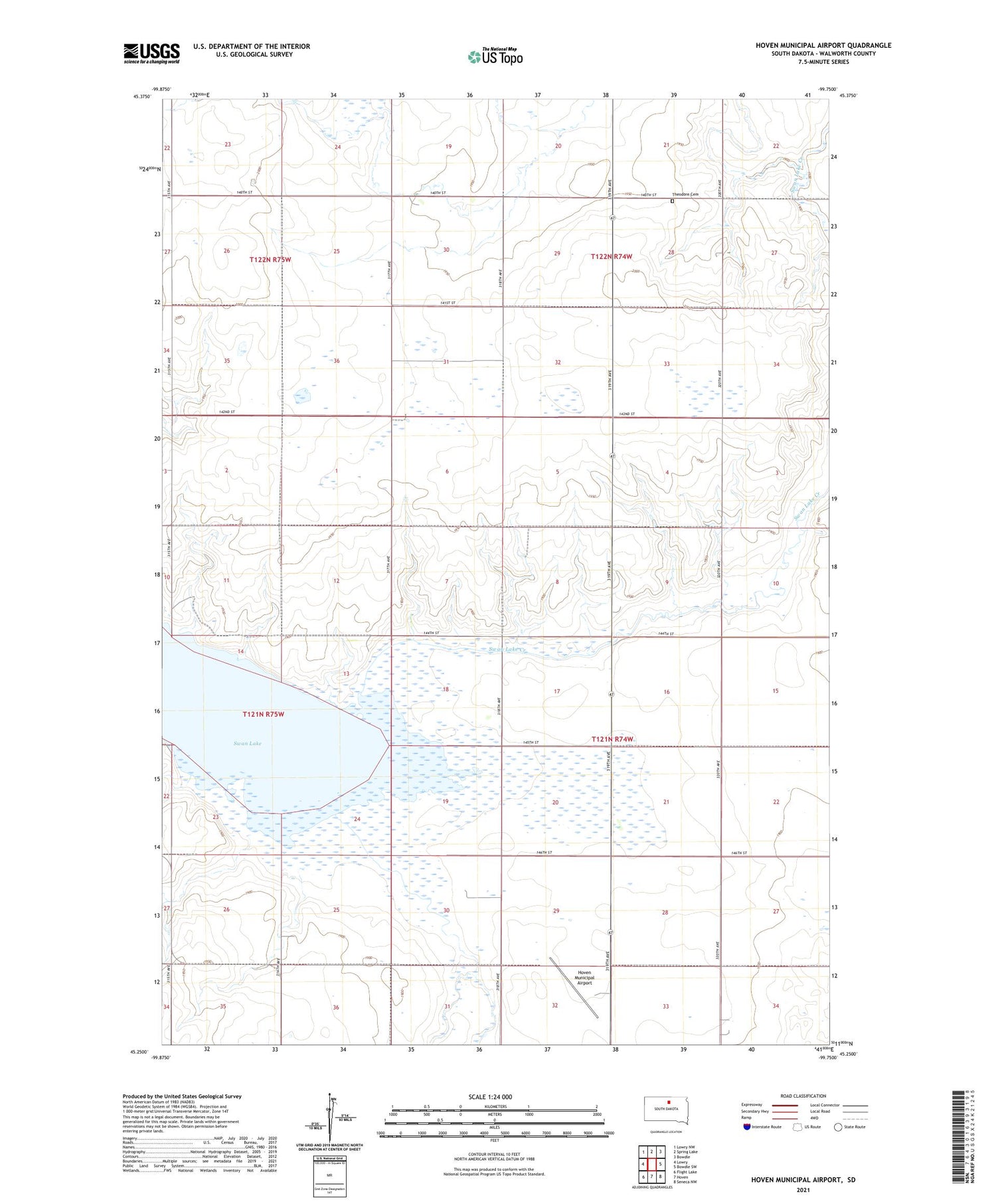 Hoven Municipal Airport South Dakota US Topo Map Image