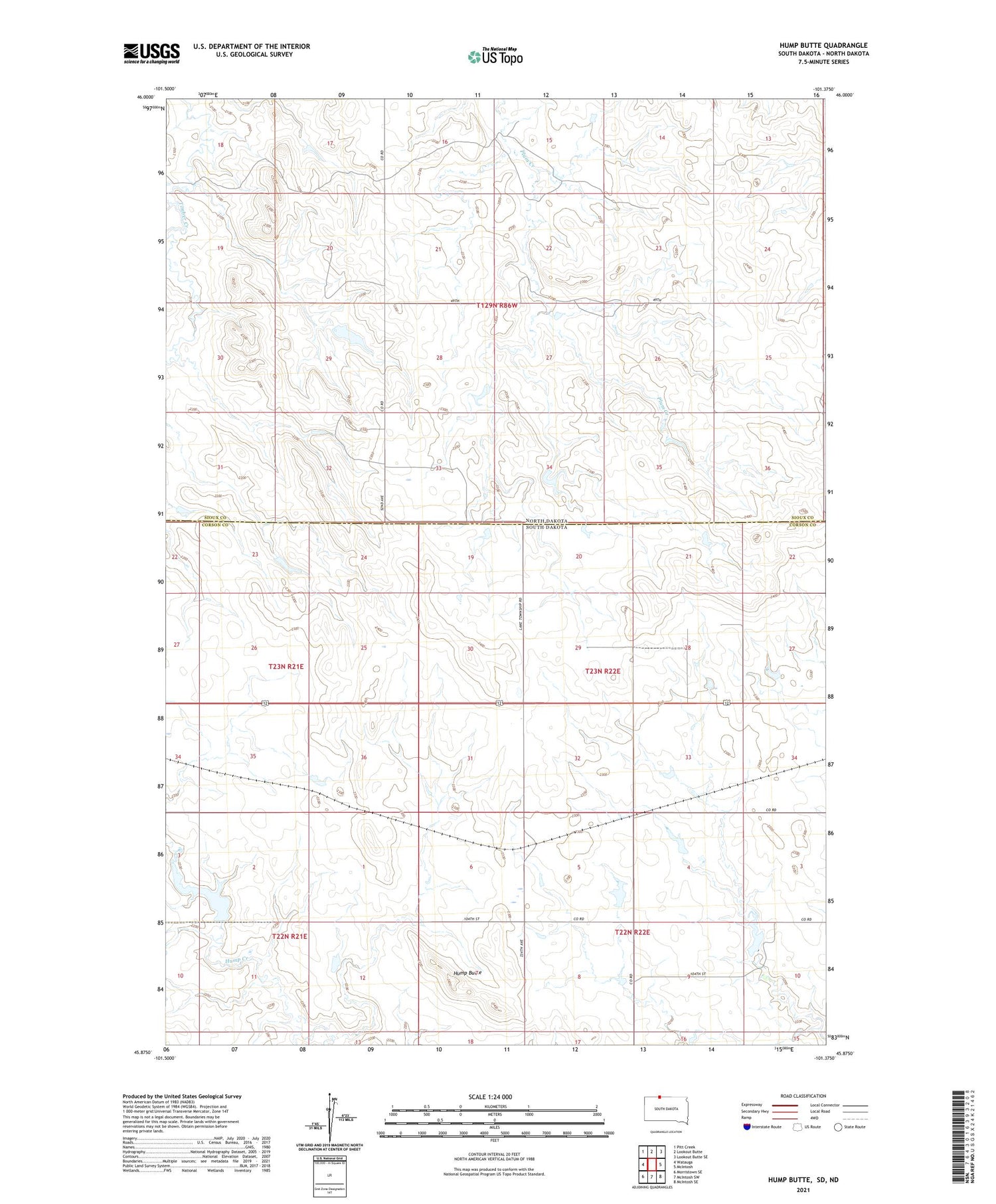 Hump Butte South Dakota US Topo Map Image