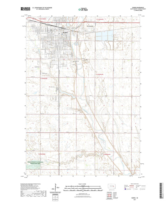 Huron South Dakota US Topo Map Image