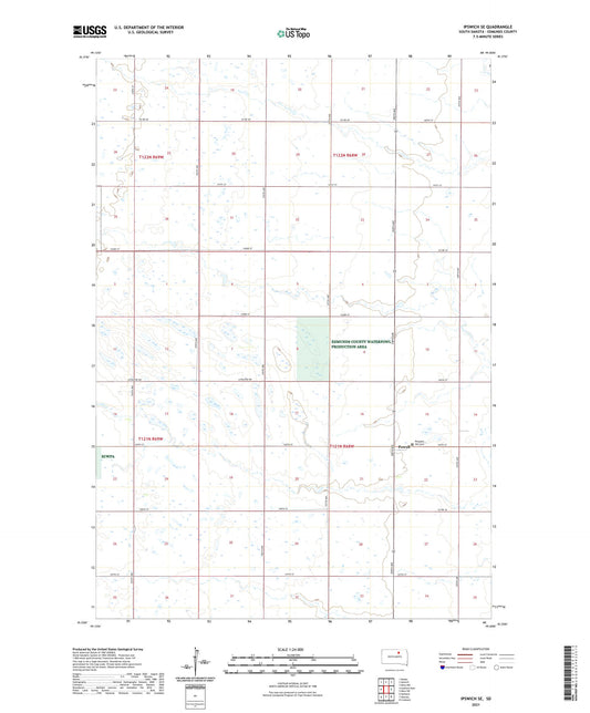 Ipswich SE South Dakota US Topo Map Image