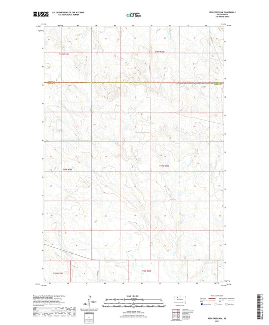 Irish Creek NW South Dakota US Topo Map Image