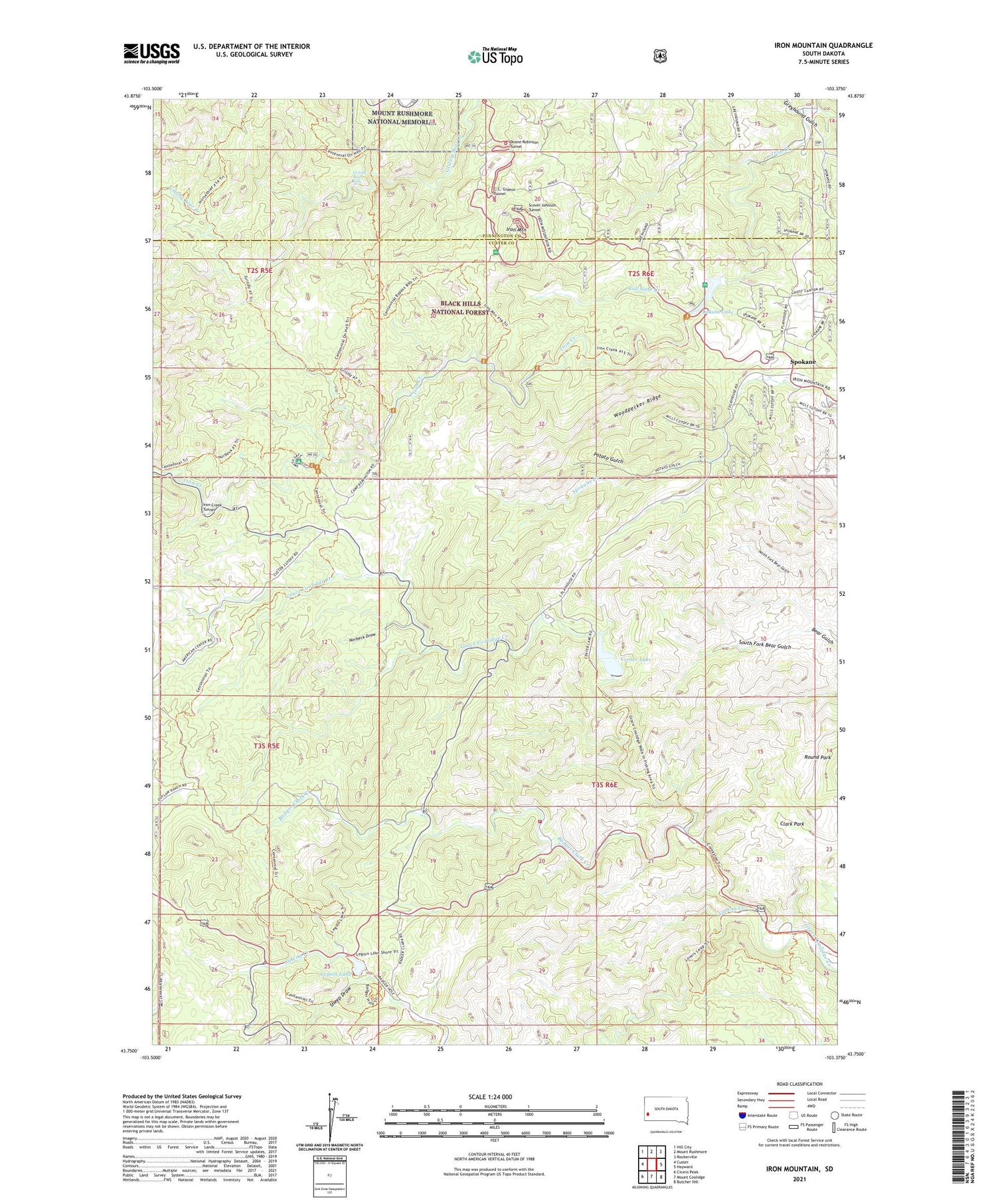 Iron Mountain South Dakota US Topo Map Image