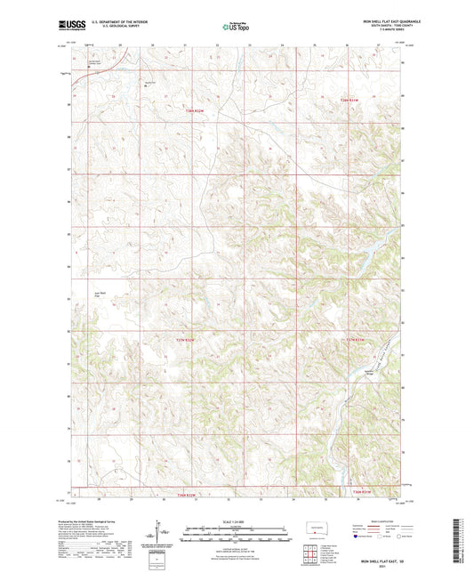 Iron Shell Flat East South Dakota US Topo Map Image