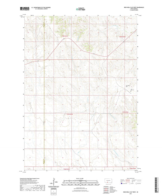 Iron Shell Flat West South Dakota US Topo Map Image