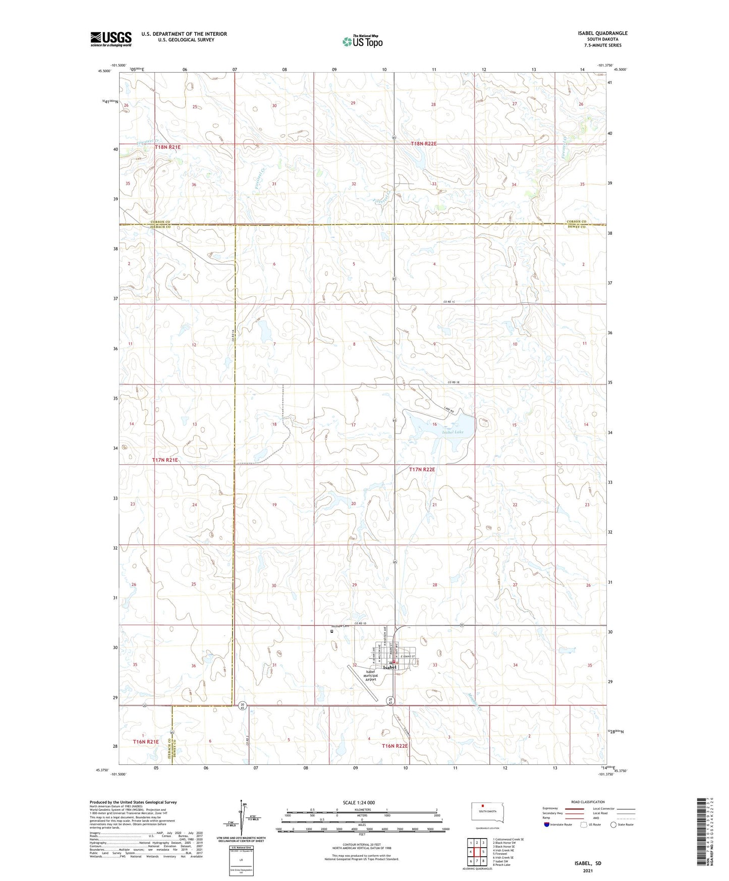 Isabel South Dakota US Topo Map Image