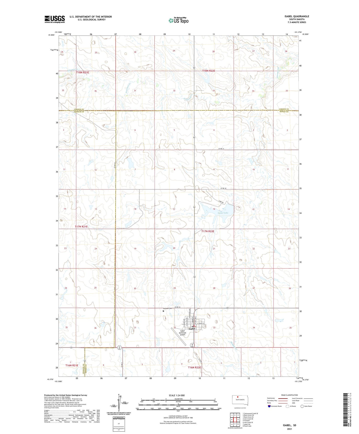 Isabel South Dakota US Topo Map Image