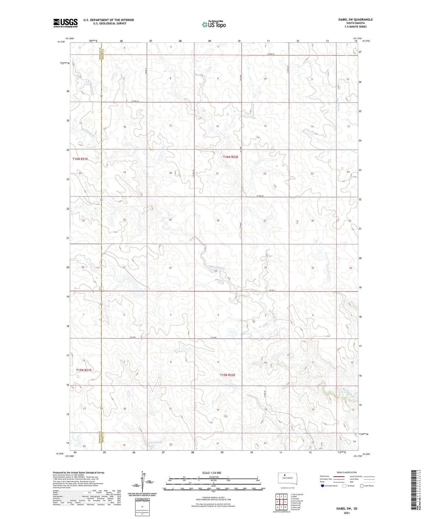 Isabel SW South Dakota US Topo Map Image