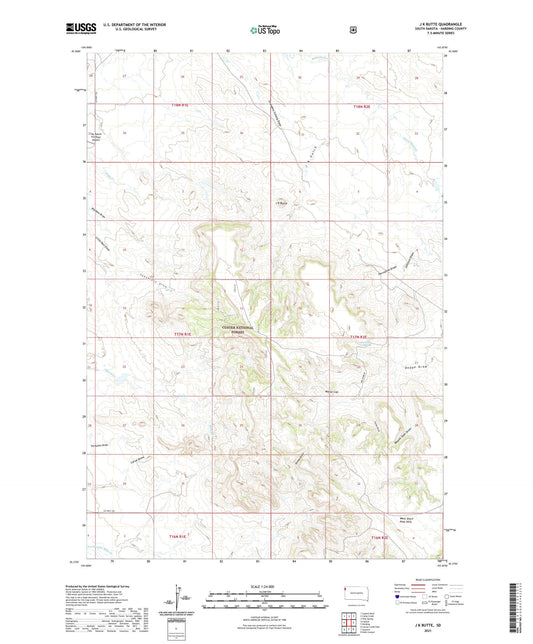 J K Butte South Dakota US Topo Map Image
