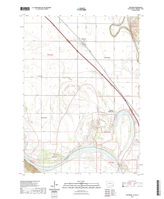 Jefferson South Dakota US Topo Map Image