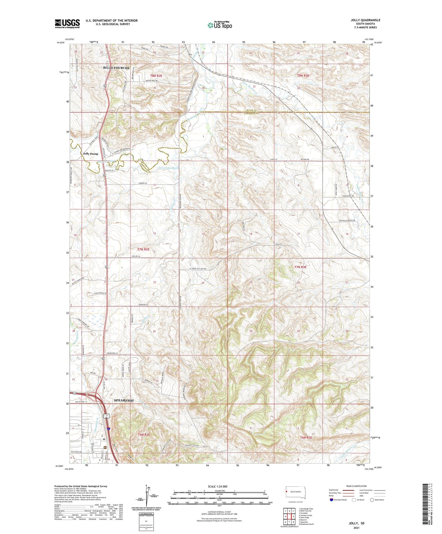 Jolly South Dakota US Topo Map Image