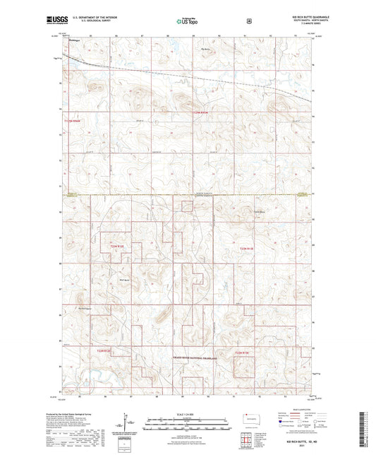 Kid Rich Butte South Dakota US Topo Map Image