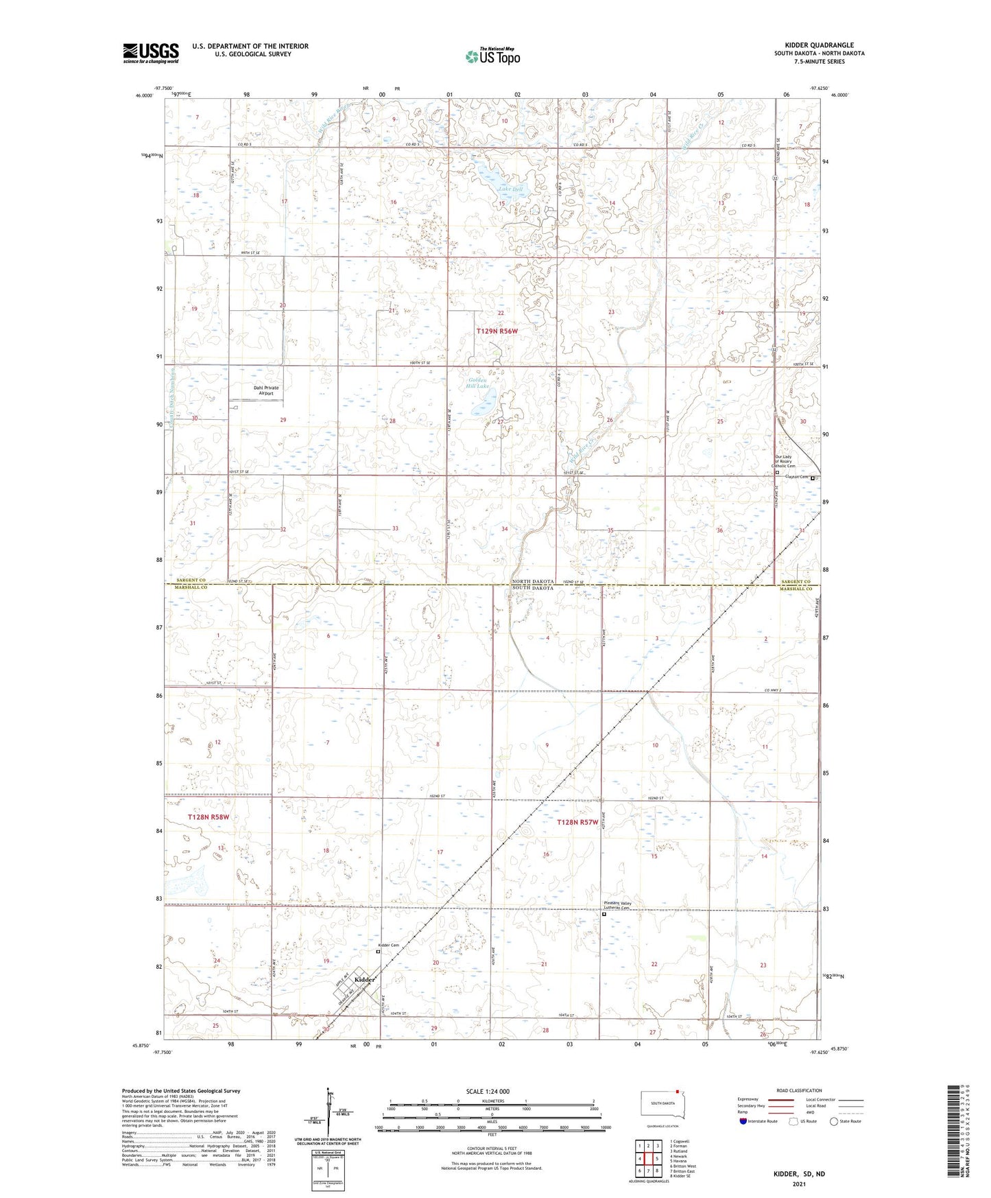 Kidder South Dakota US Topo Map Image