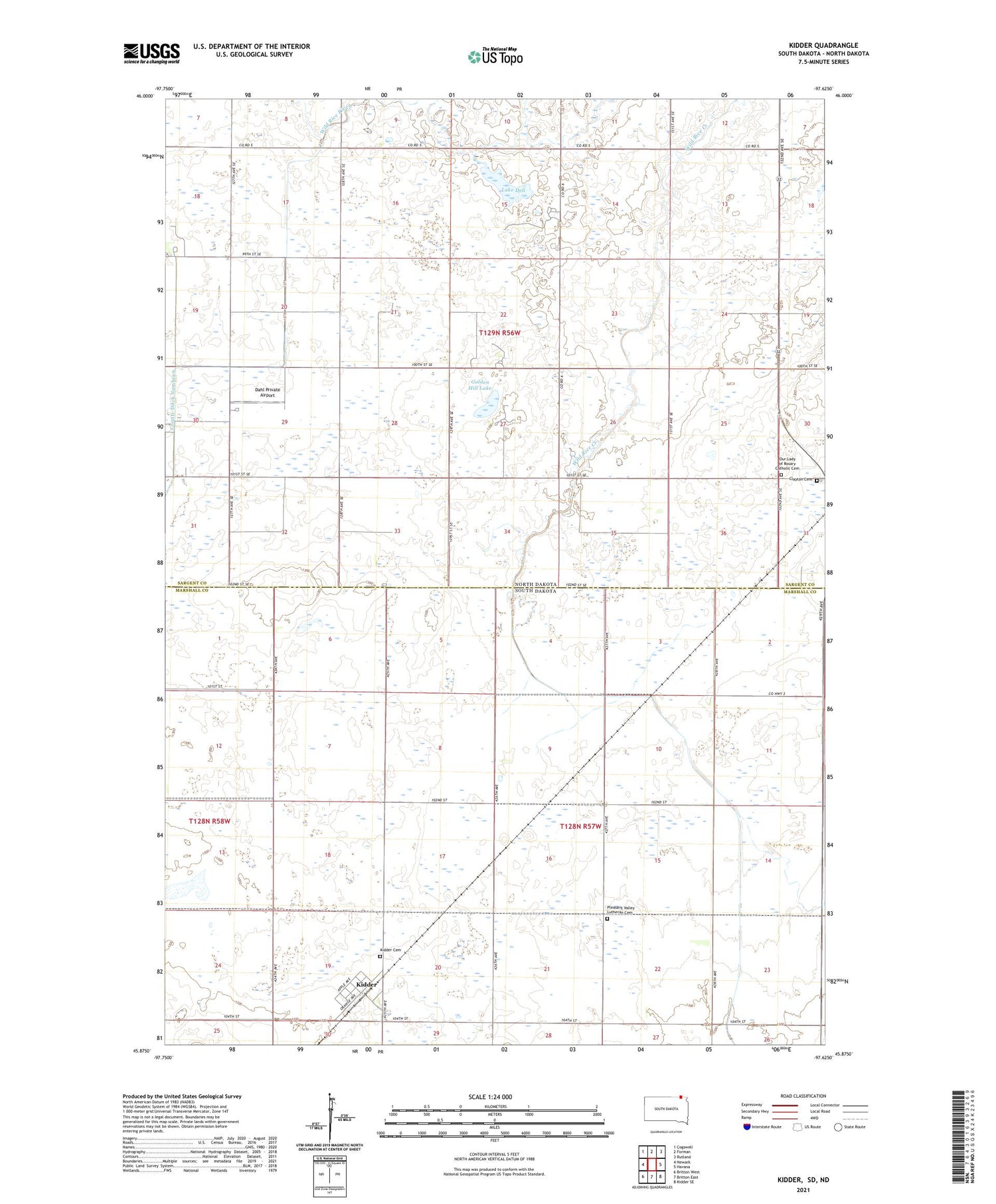 Kidder South Dakota US Topo Map Image