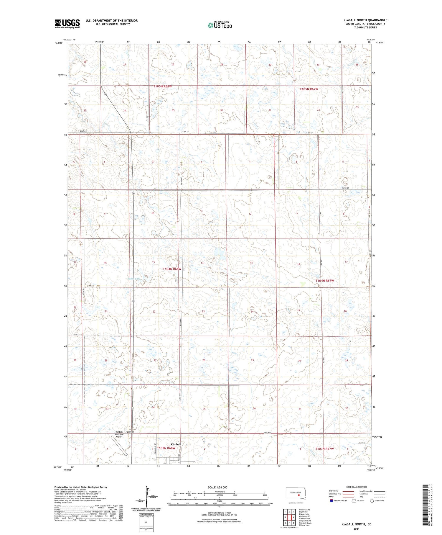 Kimball North South Dakota US Topo Map Image
