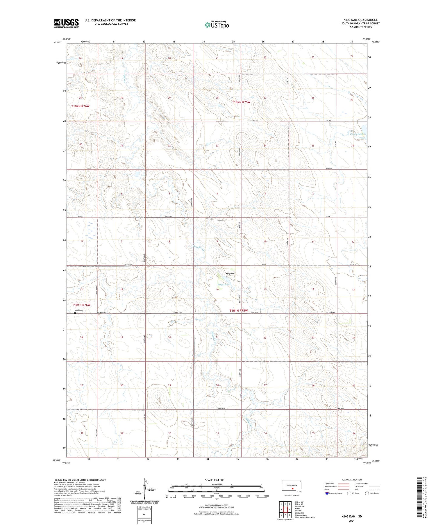 King Dam South Dakota US Topo Map Image