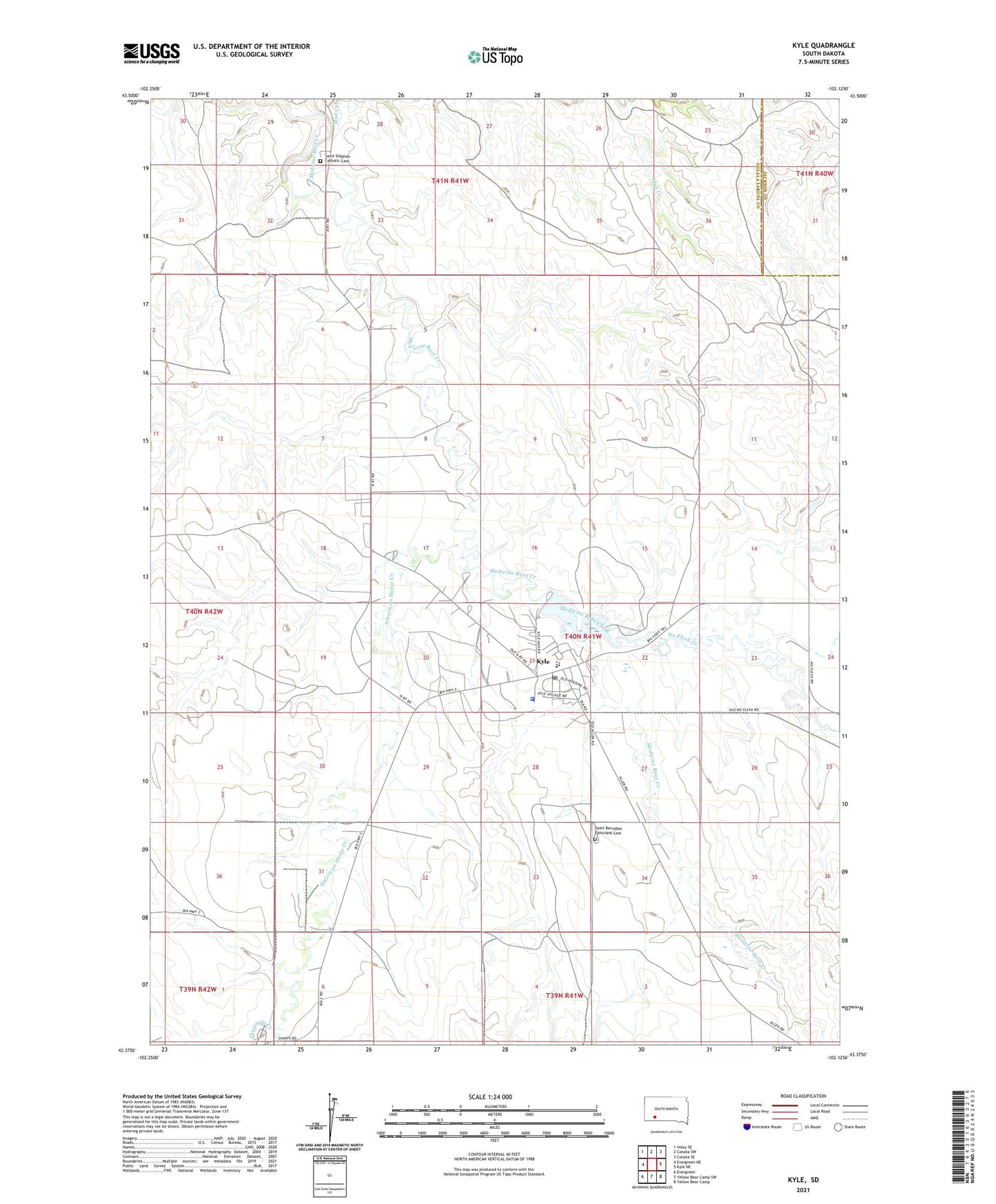 Kyle South Dakota US Topo Map Image