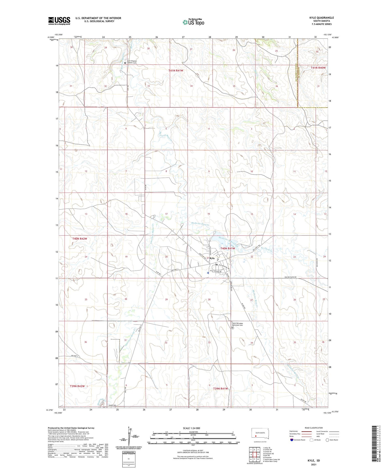 Kyle South Dakota US Topo Map Image