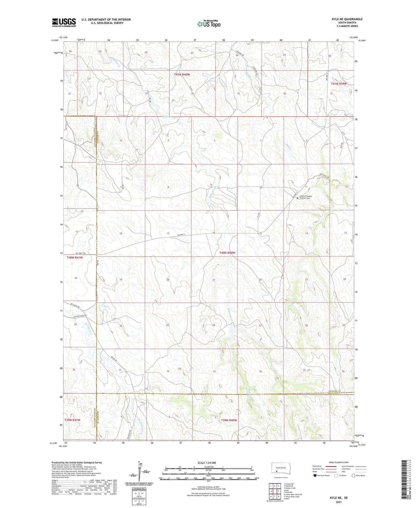 Kyle NE South Dakota US Topo Map Image