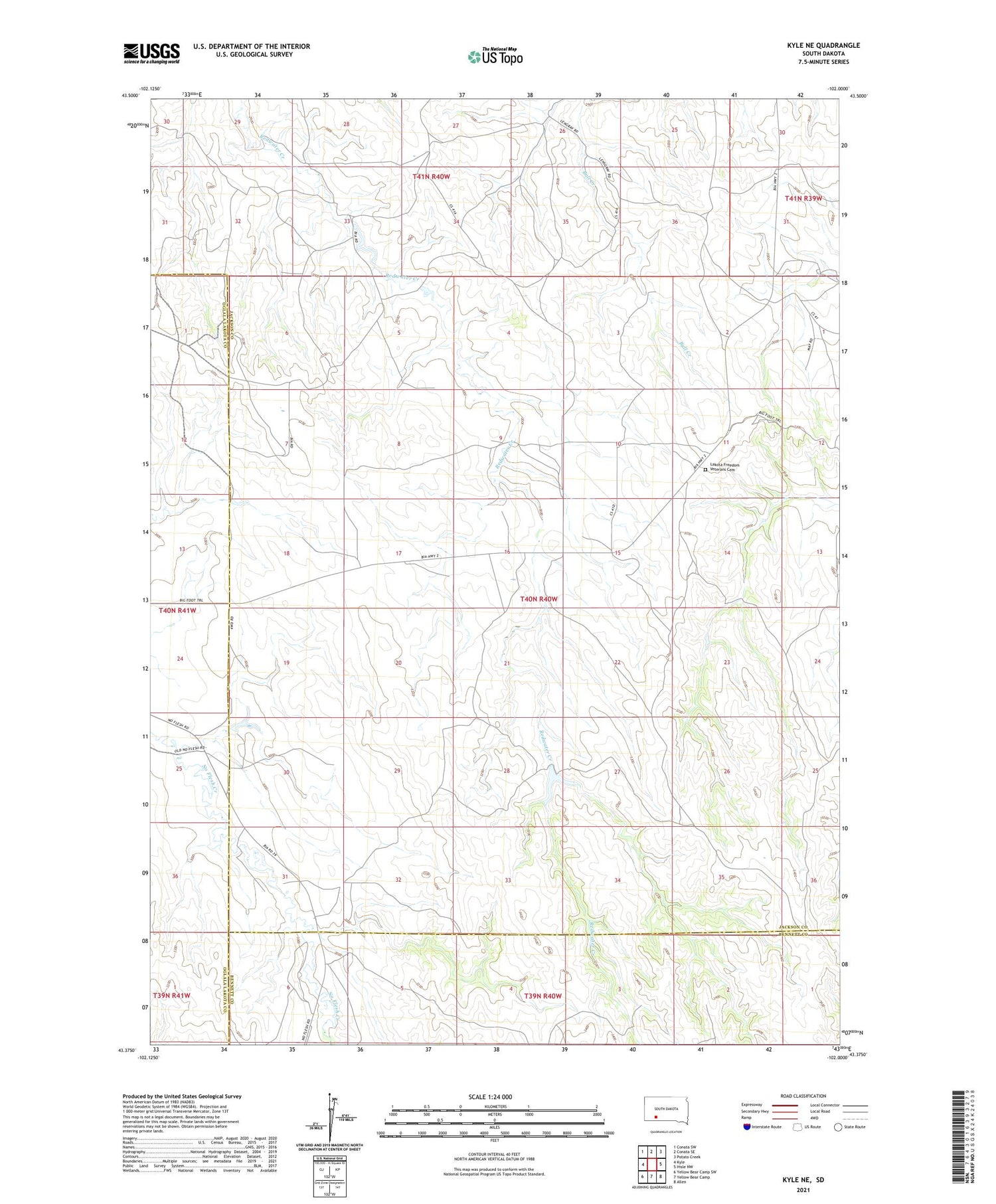 Kyle NE South Dakota US Topo Map Image