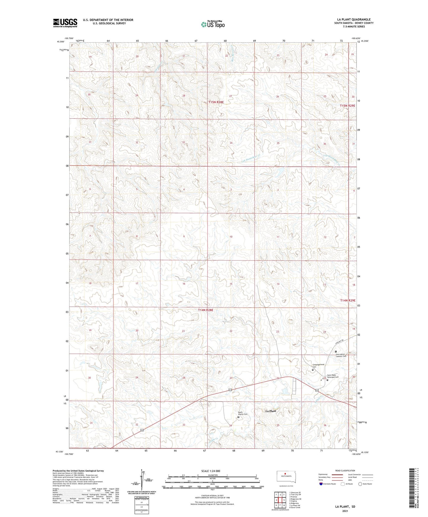 La Plant South Dakota US Topo Map Image