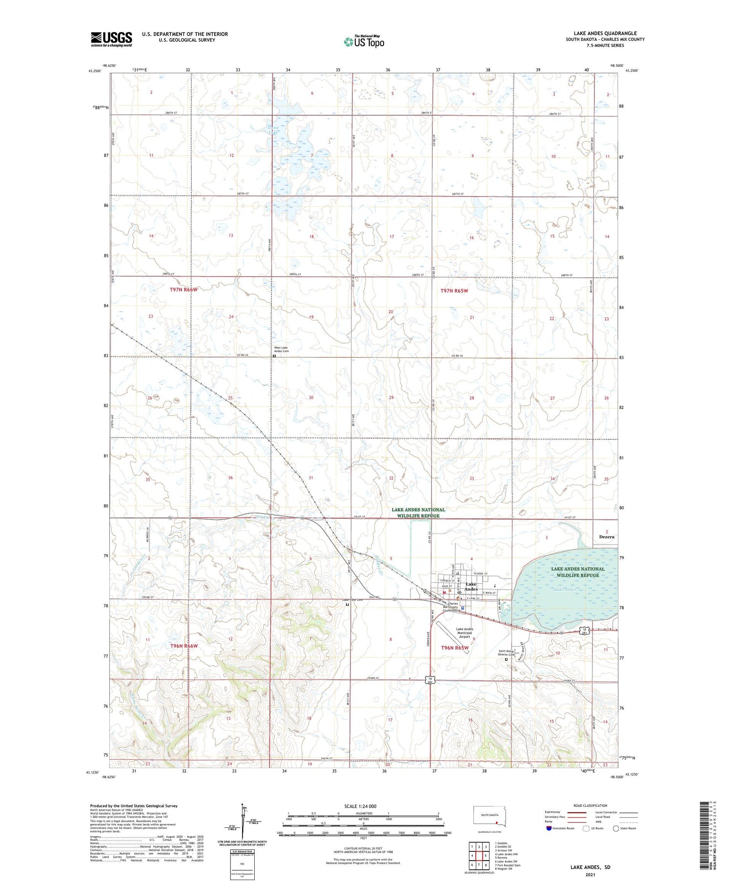 Lake Andes South Dakota US Topo Map Image