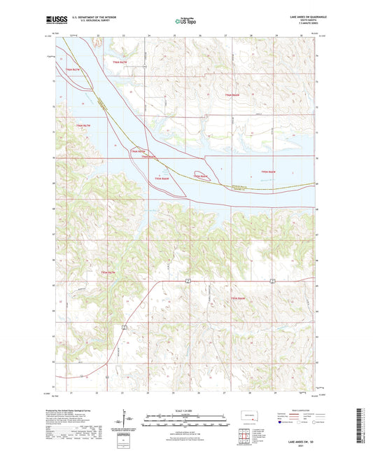 Lake Andes SW South Dakota US Topo Map Image