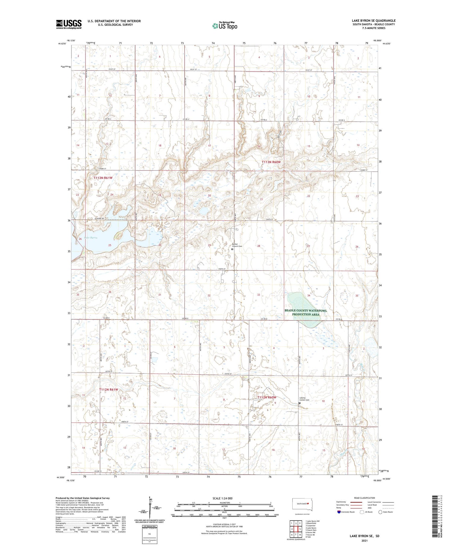 Lake Byron SE South Dakota US Topo Map Image