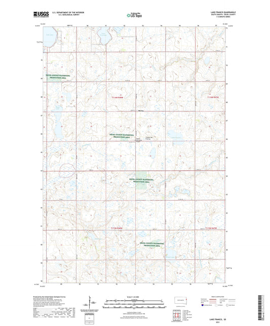 Lake Francis South Dakota US Topo Map Image