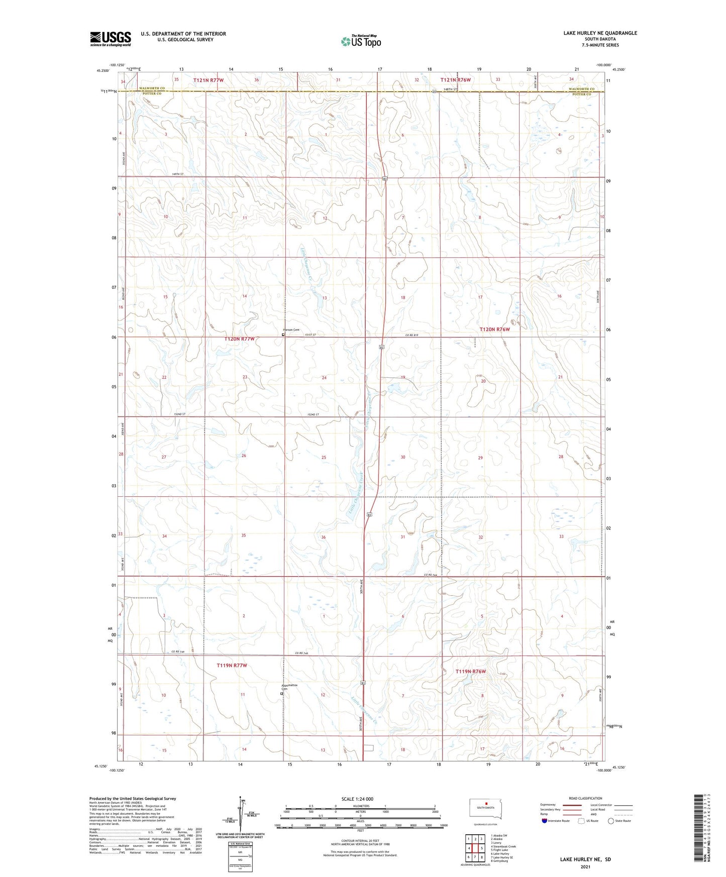 Lake Hurley NE South Dakota US Topo Map Image