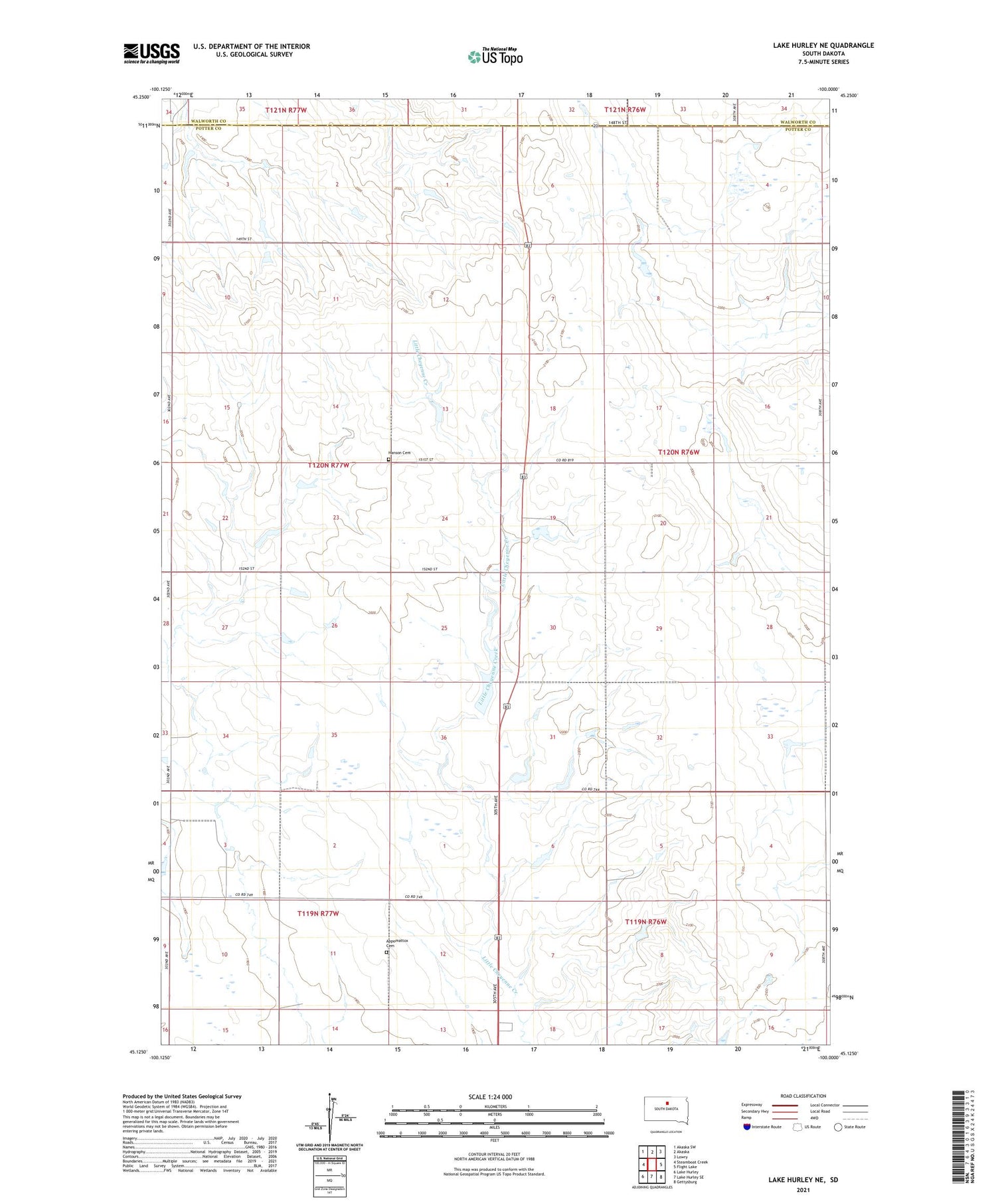 Lake Hurley NE South Dakota US Topo Map Image